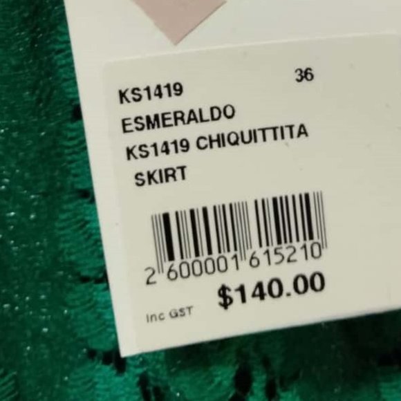 KOOKAI Chiquittita Esmeraldo Christmas Green High Waisted Midi Skirt NWT RRP$140 - Picture 8 of 10